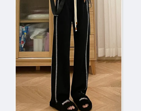 夏季新款侧边摇花显瘦休闲裤女大码胖mm宽松...