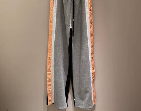 小众2020秋冬新款高腰抽绳拼色条纹阔腿裤...