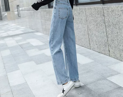 2020新款夏季薄宽松直筒牛仔裤女高腰显瘦...