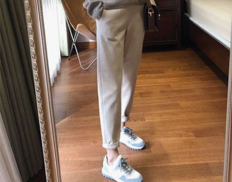 王炸裤型加绒不变形不起球毛呢裤子烟管裤女秋...