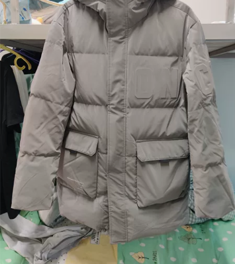 男士中长款羽绒服 90白鸭绒，充绒量112...