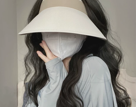 日本uv防晒帽女夏防紫外线大帽檐遮脸空顶遮...