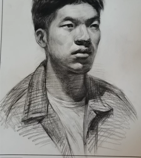 三张素描作品 帅气小伙 漂亮女孩 喜欢的私...