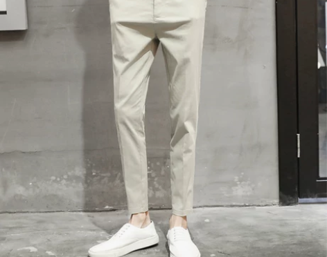 裤子男韩版潮流黑色九分裤男夏季长裤男修身小...