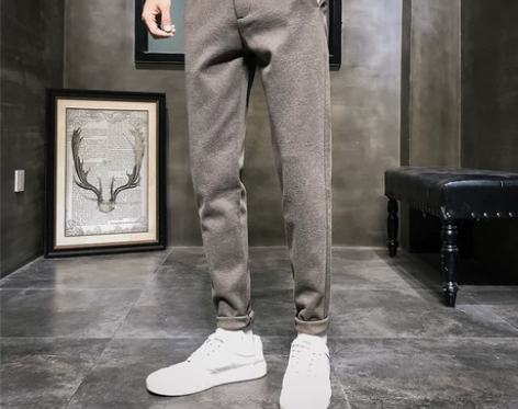 【狂欢价】毛呢裤子男2020秋季修身男裤百...