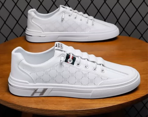 男士鞋子春秋款小白鞋潮流百搭皮面防水板鞋休...