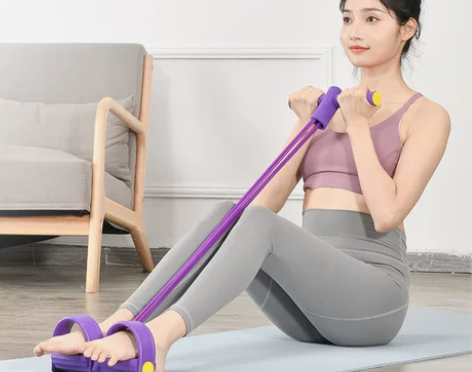 脚蹬拉力器学生练习仰卧起坐辅助拉力绳家用女...