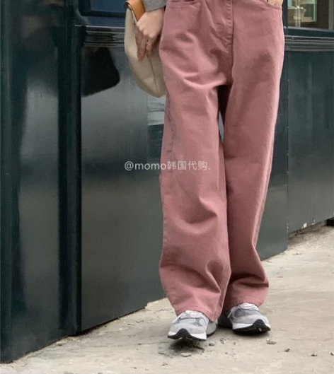 韩国代购冬磨毛厚款宽松休闲橡皮粉CHAO好...