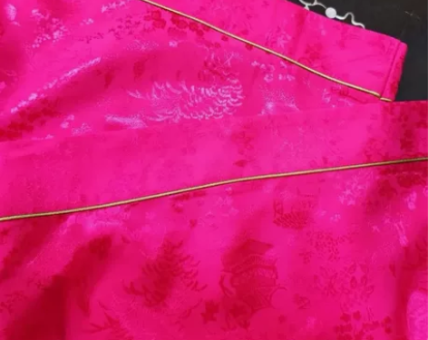 复古百搭手工提花缎素裤松紧腰休闲直筒阔腿裤...