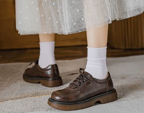 单鞋小皮鞋厚底英伦女春秋复古学院日系平底j...