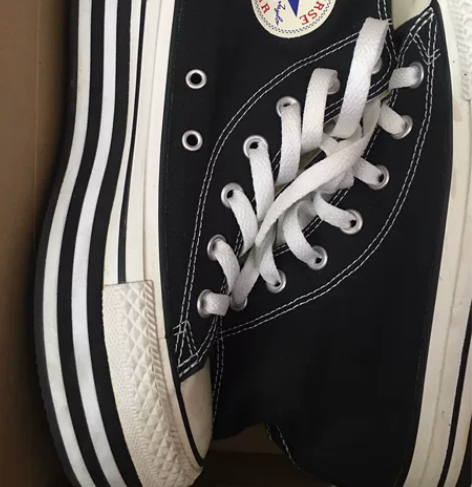 匡威女帆布高帮鞋松糕鞋 38码 穿一次 下...