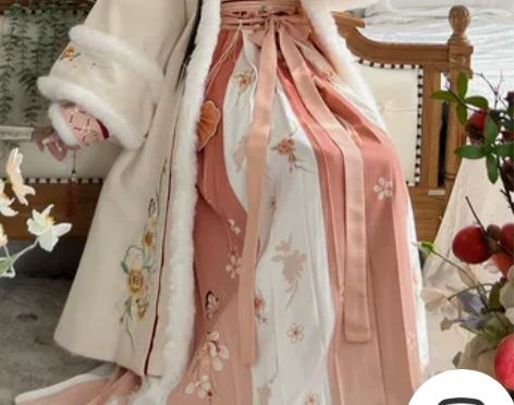 茗月萱新款[芙蓉]冬款宋制汉服女对襟长袄交...