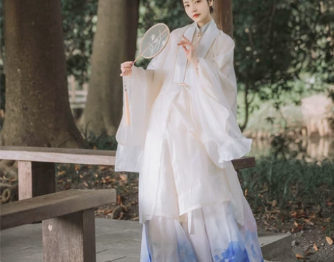 五五年原创汉服女【慕雪】明制立领斜襟长衫搭...
