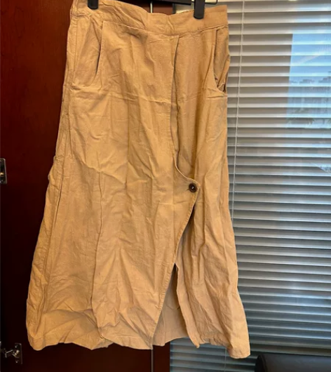 复古宽松半身裙女休闲百搭单扣A字裙纯亚棉麻...