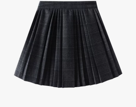 复古格纹高腰短裙女秋冬学院风格子宽松A字裙...