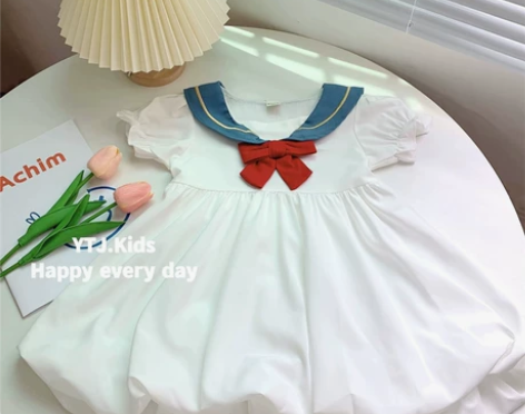 女童连衣裙夏装2022新款网红可爱泡泡袖花...