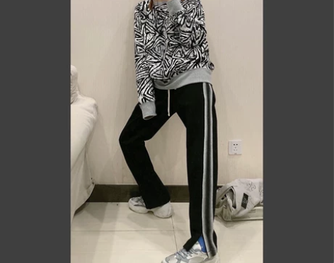 【狂欢价】侧开叉垂感阔腿裤女宽松直筒裤高腰...