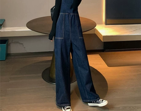 【初夏上新价】背带牛仔裤女宽松直筒2022...