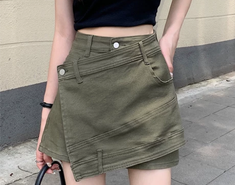 高腰牛仔短裤女裙裤夏季新款设计感小众小个子...