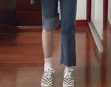 高腰弹力烟管裤直筒宽松显瘦牛仔裤女秋冬新款...