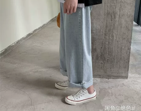 2020流行女装新款春洋气宽松牛仔裤阔腿裤...