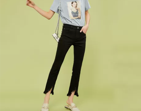 ?Vero Moda春夏新款复古七分开衩喇...