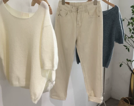 ?BUQLE秋季新款女装奶白色宽松百搭阔腿...