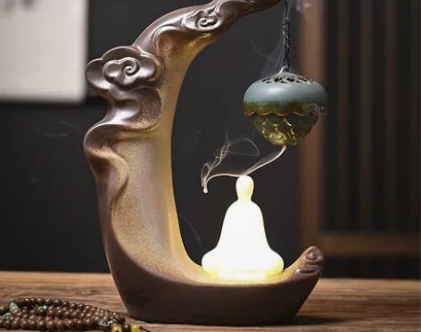 祥云吊球倒流香炉 灯圈吊炉创意盘香 檀香炉...