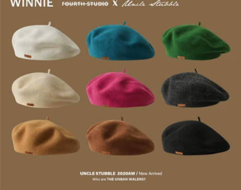 贝雷帽 贝雷帽黑色Winnie Lee石原...