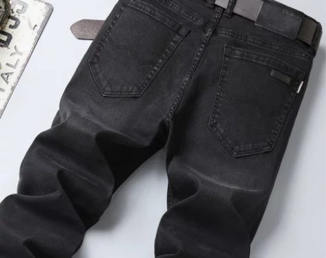 裤子男 裤子男裤烟灰黑色春秋款牛仔裤男士直...