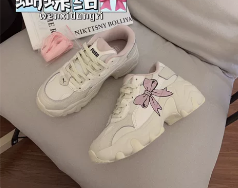 蝴蝶结彪马复古增高老爹鞋 增高效果超级绝 ...