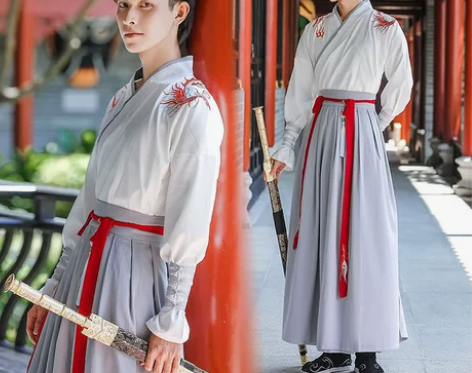 中国风大码男装古装书生儒雅男汉服魏晋交领大...