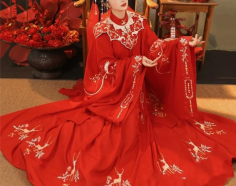 裳云兮原创（遇红妆）花嫁汉服明制立领对襟长...