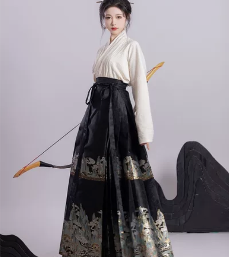 五五年原创明制汉服[千里江山]改良飞机袖新...