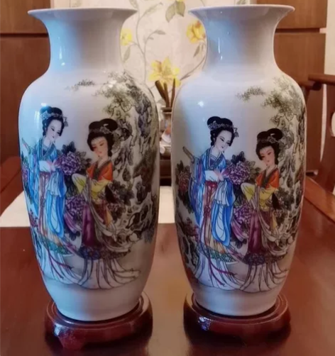 捡漏景德镇陶瓷仕女冬瓜瓶，插花大花瓶，适合...