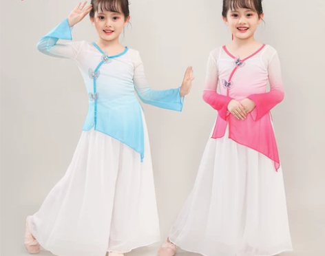 儿童古典舞演出服中国风舞蹈古风练功表演扇子...