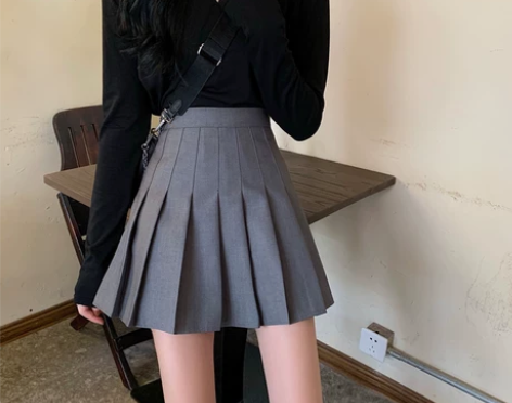 灰色百褶裙女半身裙 主页两件包邮 夏季高腰...