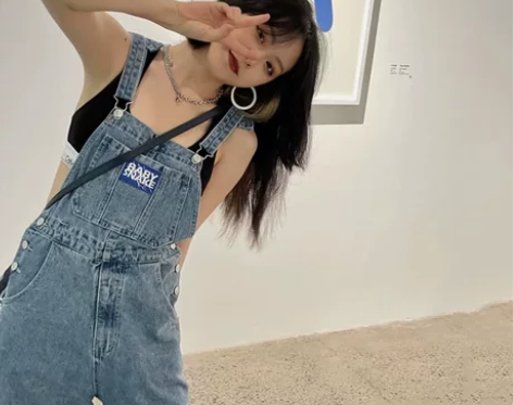美式复古牛仔背带裤女夏季薄款宽松显瘦减龄高...