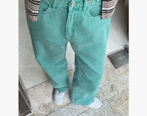 馨帮帮 设计感显瘦裤子女春秋复古阔腿高腰直...