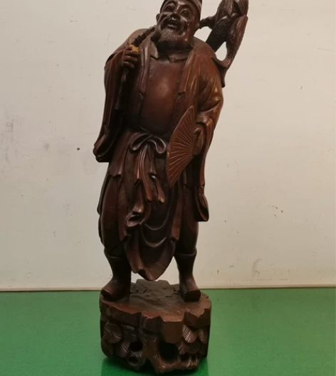 日本回流木雕 渔翁木雕  高52厘米，宽1...