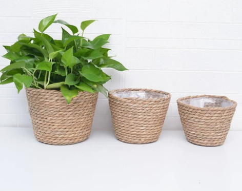 高品质全新包邮草编藤编编织花篮花盆套绿植装...