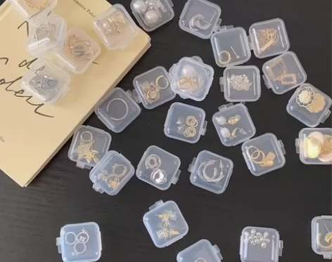 首饰收纳盒透明收纳小盒子迷你便携装防氧化药...