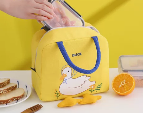 小黄鸭便当包可爱卡通便当袋午餐包手提包收纳...