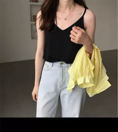 黑色V领雪纺吊带背心女 L码全新带吊牌，江...