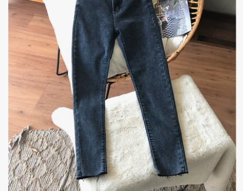 环保洗水加绒灰蓝色牛仔裤，M码98-108...