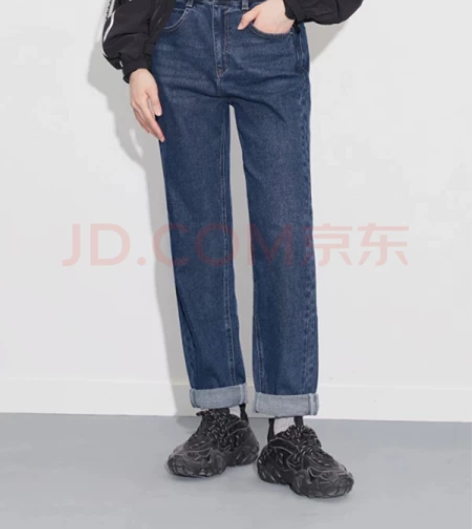 ONLY2022新款时尚高腰设计显瘦长款直...