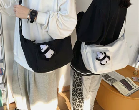 斜挎包男韩版潮流帆布包ins男生日系单肩包...