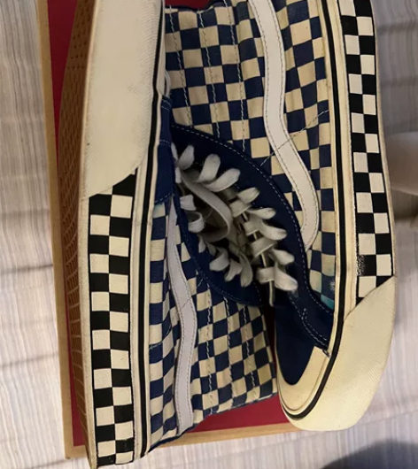 VANS SK8-HI 高帮棋盘格板鞋 实...
