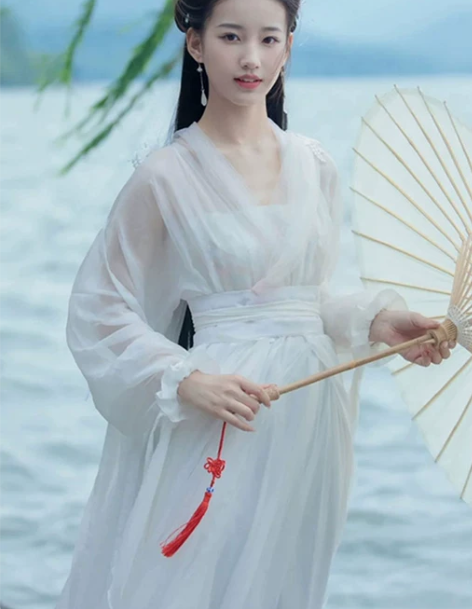汉服白色神明少女汉服女款古装中国风超仙气古...