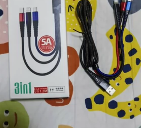 三头充电线, 5A电流,快充头不是type...